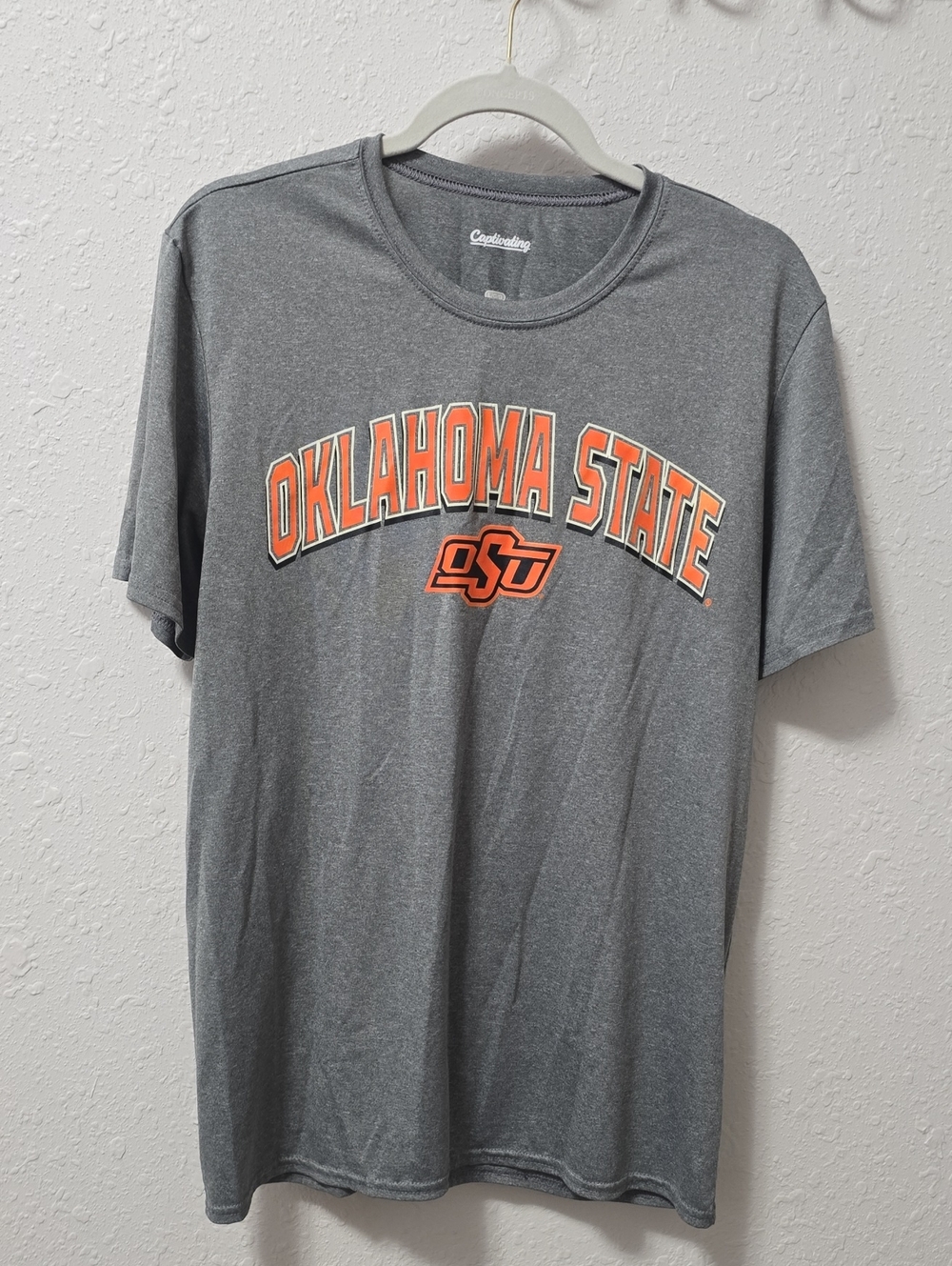Gray Oklahoma State Tee with Orange OSU Logo